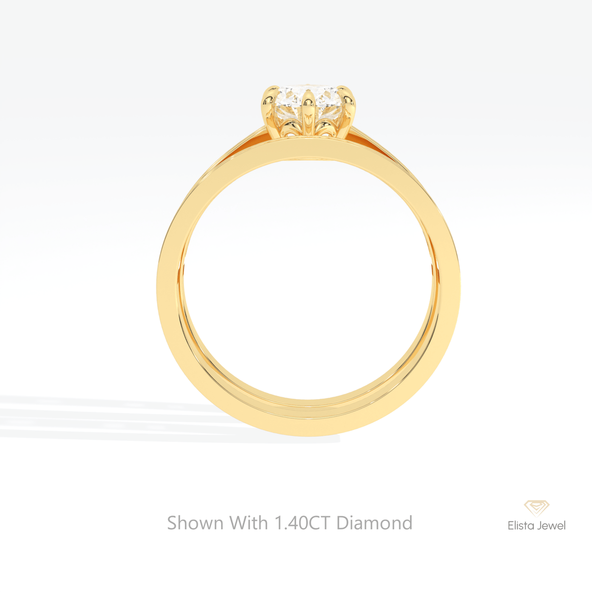 Matching Lab Grown Diamond Band With Oval Cut Lab Grown Diamond Ring Set in 10K Rose Gold - Angled View