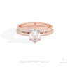Matching Lab Grown Diamond Band With Oval Cut Lab Grown Diamond Ring Set in 18K Rose Gold - Ring on Hand View