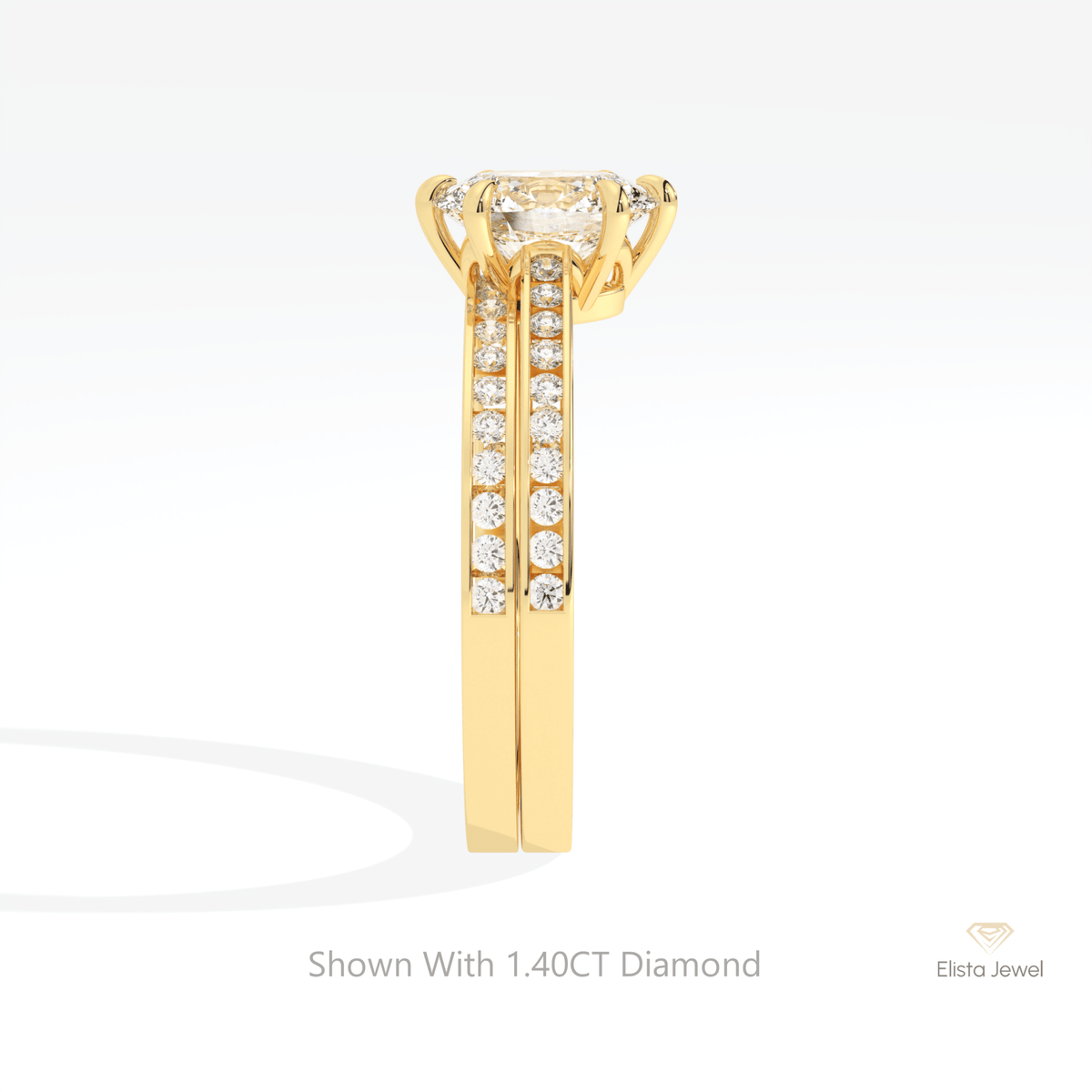 Matching Lab Grown Diamond Band With Oval Cut Lab Grown Diamond Ring Set in 14K White Gold - Top View