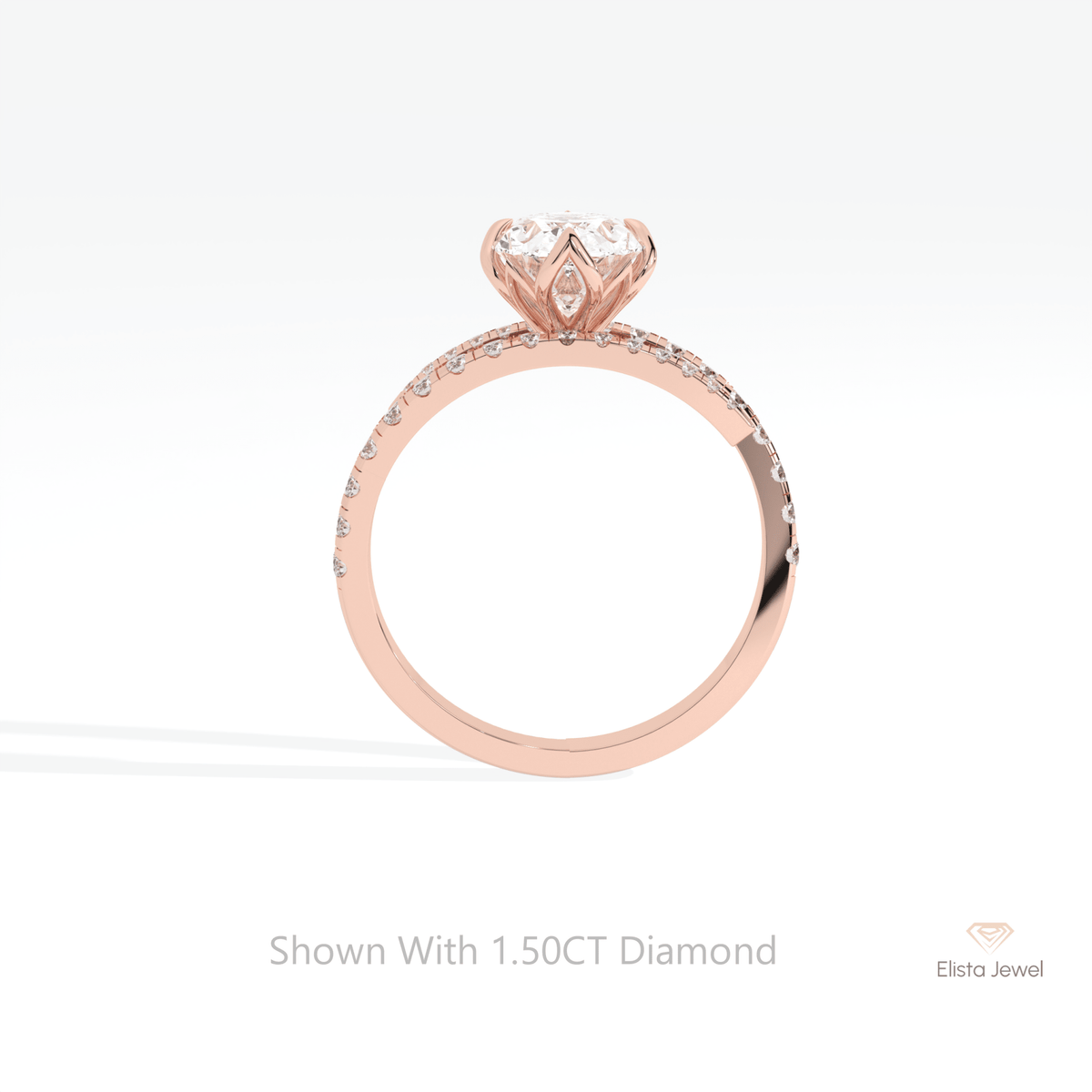 Oval Cut Accent Engagement Lab Grown Diamond Ring - Alternative View