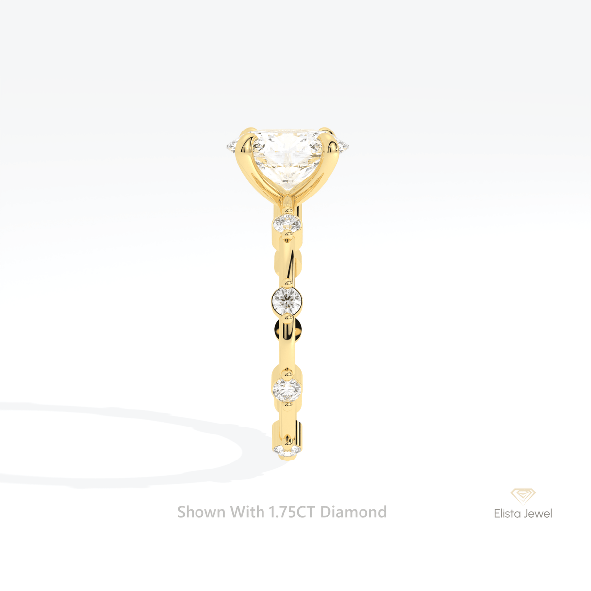 Oval Cut Accent Engagement Lab Grown Diamond Ring - Additional View