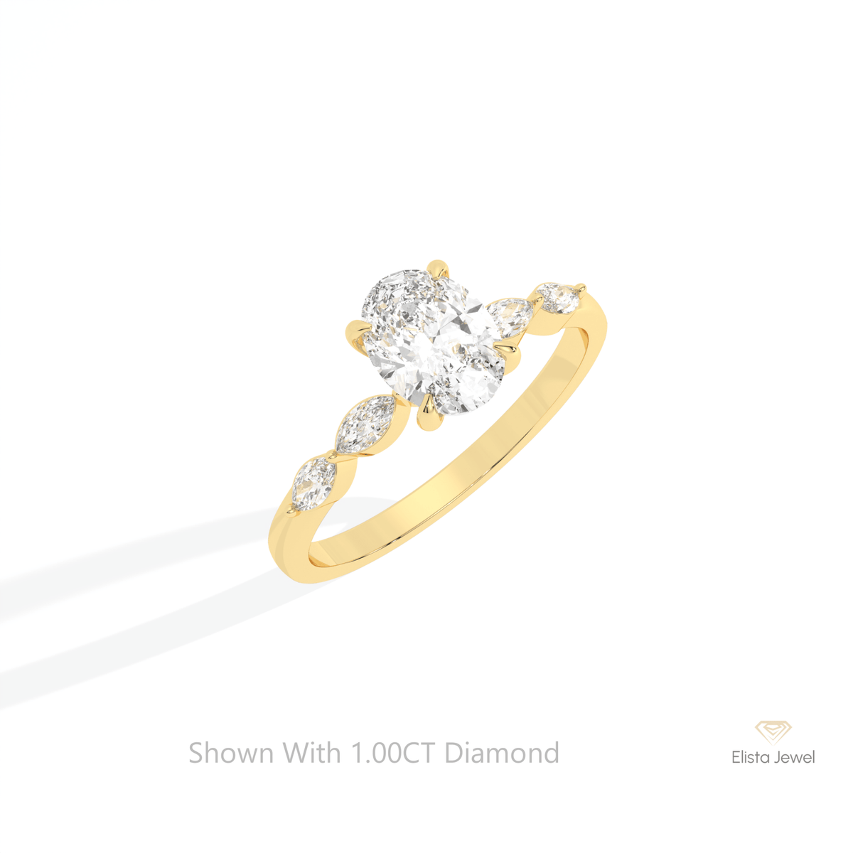Oval Cut Accent Engagement Lab Grown Diamond Ring in Platinum - Lifestyle View