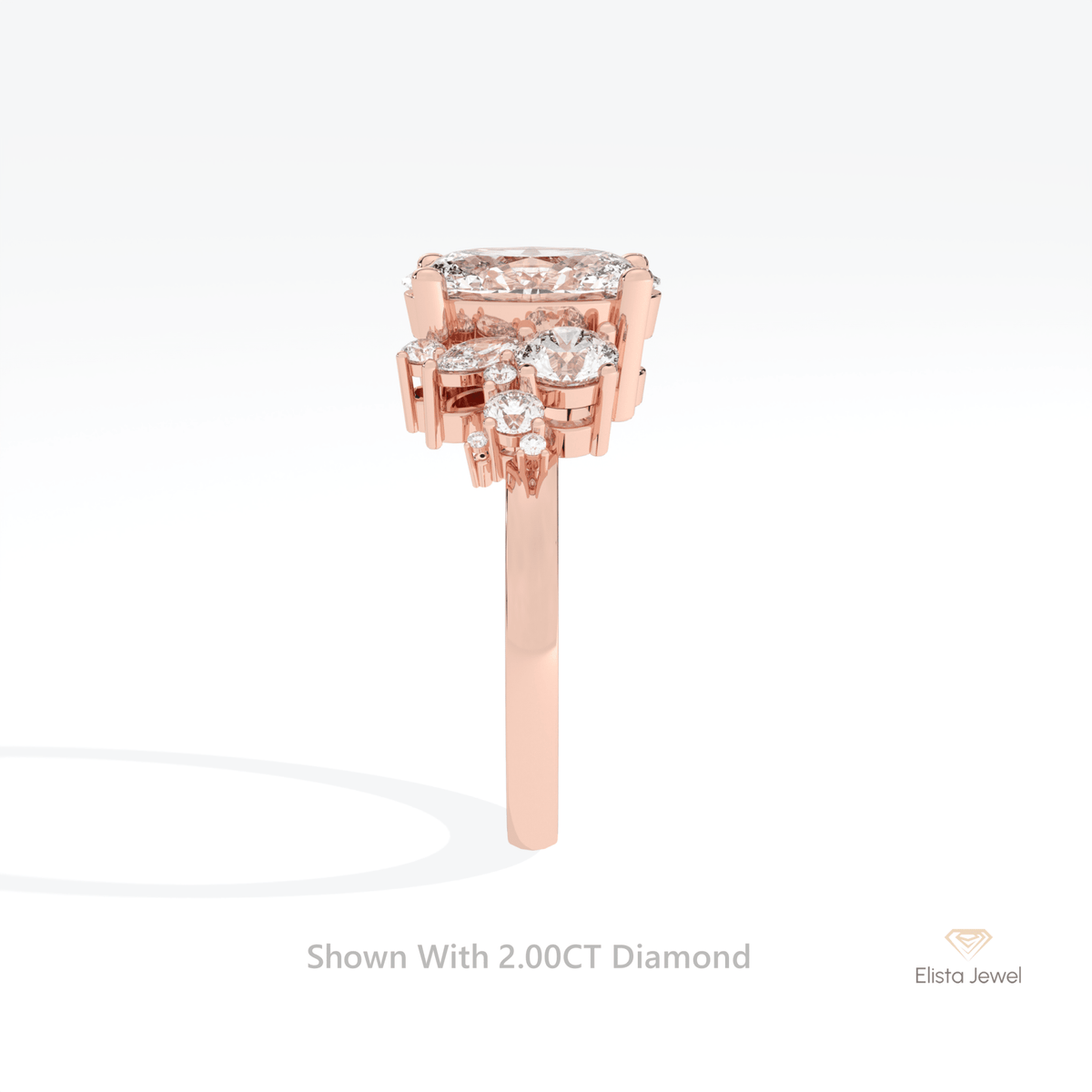 Oval Cut Accent Engagement Lab Grown Diamond Ring - Additional View