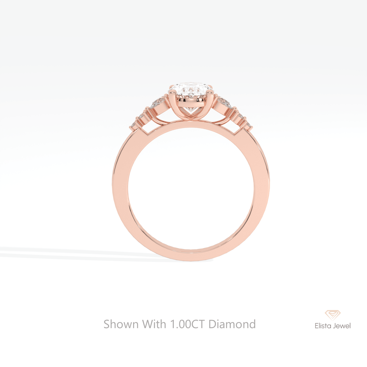 Oval Cut Accent Engagement Lab Grown Diamond Ring - Alternative View