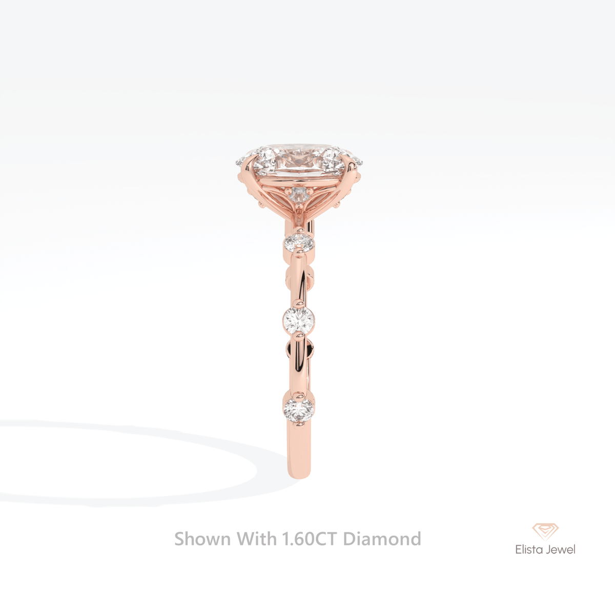 Oval Cut Accent Engagement Lab Grown Diamond Ring - Additional View