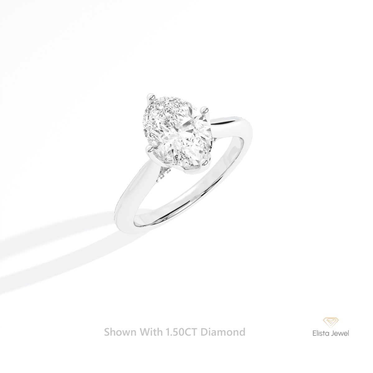 Oval Cut Accent Engagement Lab Grown Diamond Ring in Platinum - Lifestyle View
