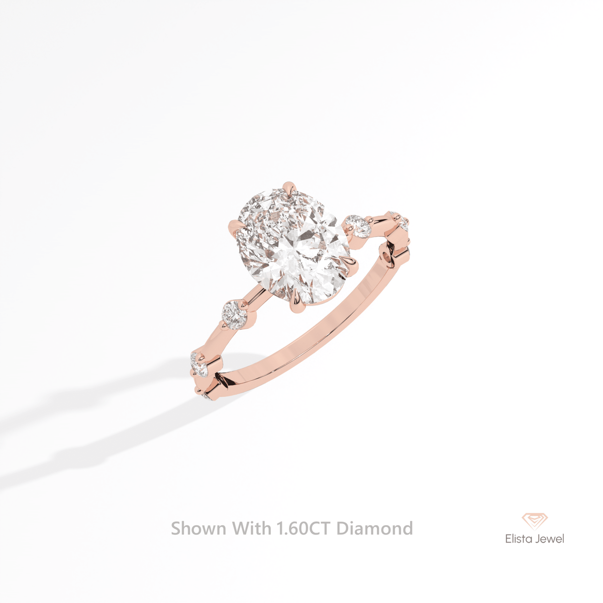 Oval Cut Accent Engagement Lab Grown Diamond Ring in Platinum - Lifestyle View
