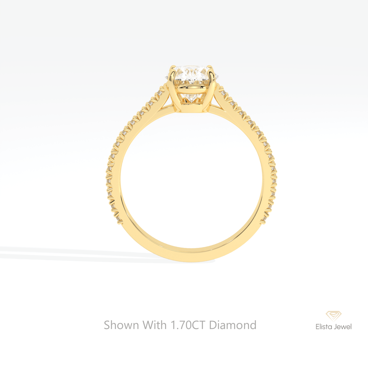 Oval Cut Accent Engagement Lab Grown Diamond Ring in 18K White Gold - Close-up View