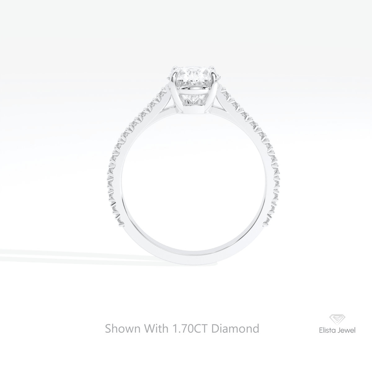 Oval Cut Accent Engagement Lab Grown Diamond Ring in 10K Rose Gold - Angled View