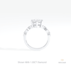 Oval Cut Accent Engagement Lab Grown Diamond Ring in 18K White Gold - Close-up View