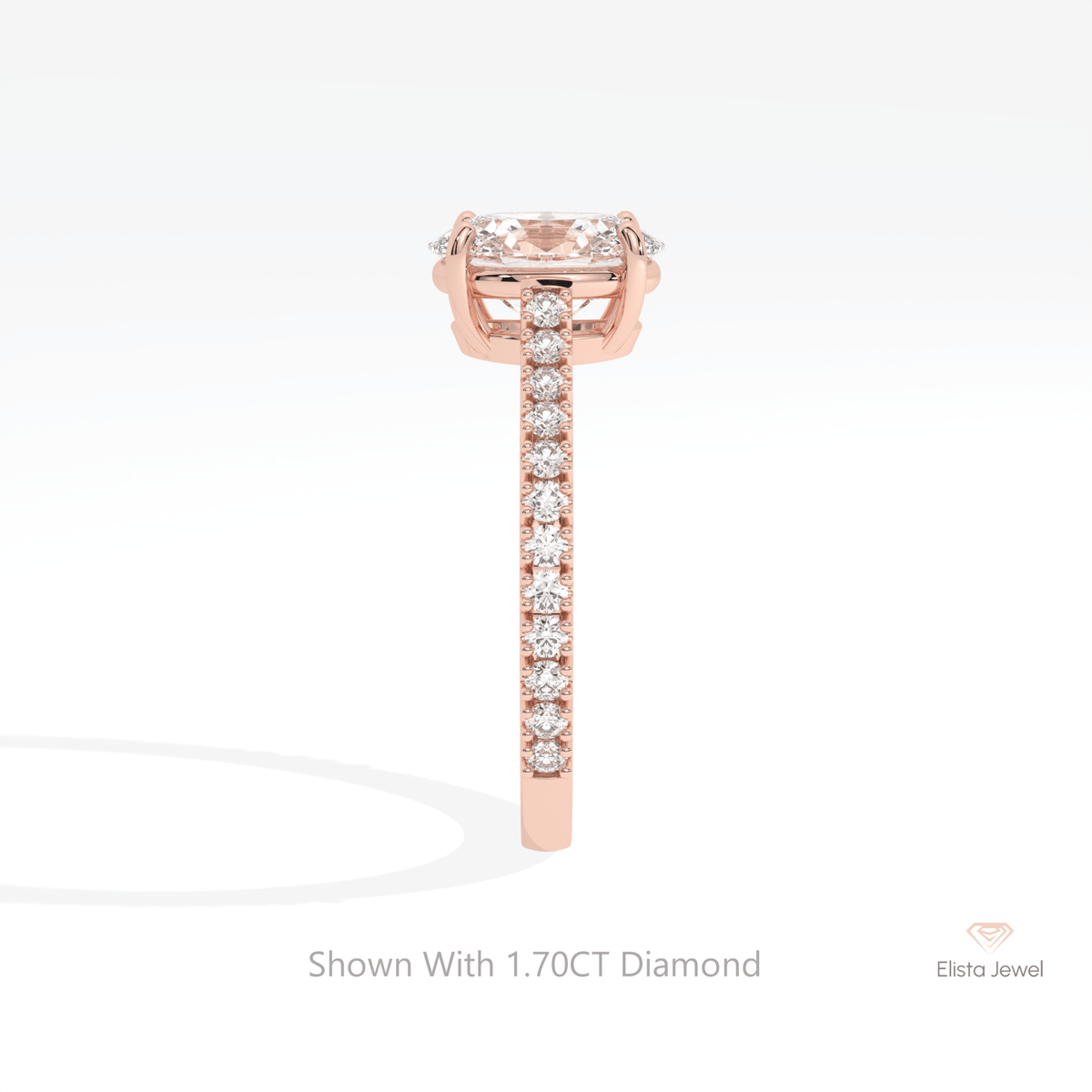 Oval Cut Accent Engagement Lab Grown Diamond Ring - Additional View