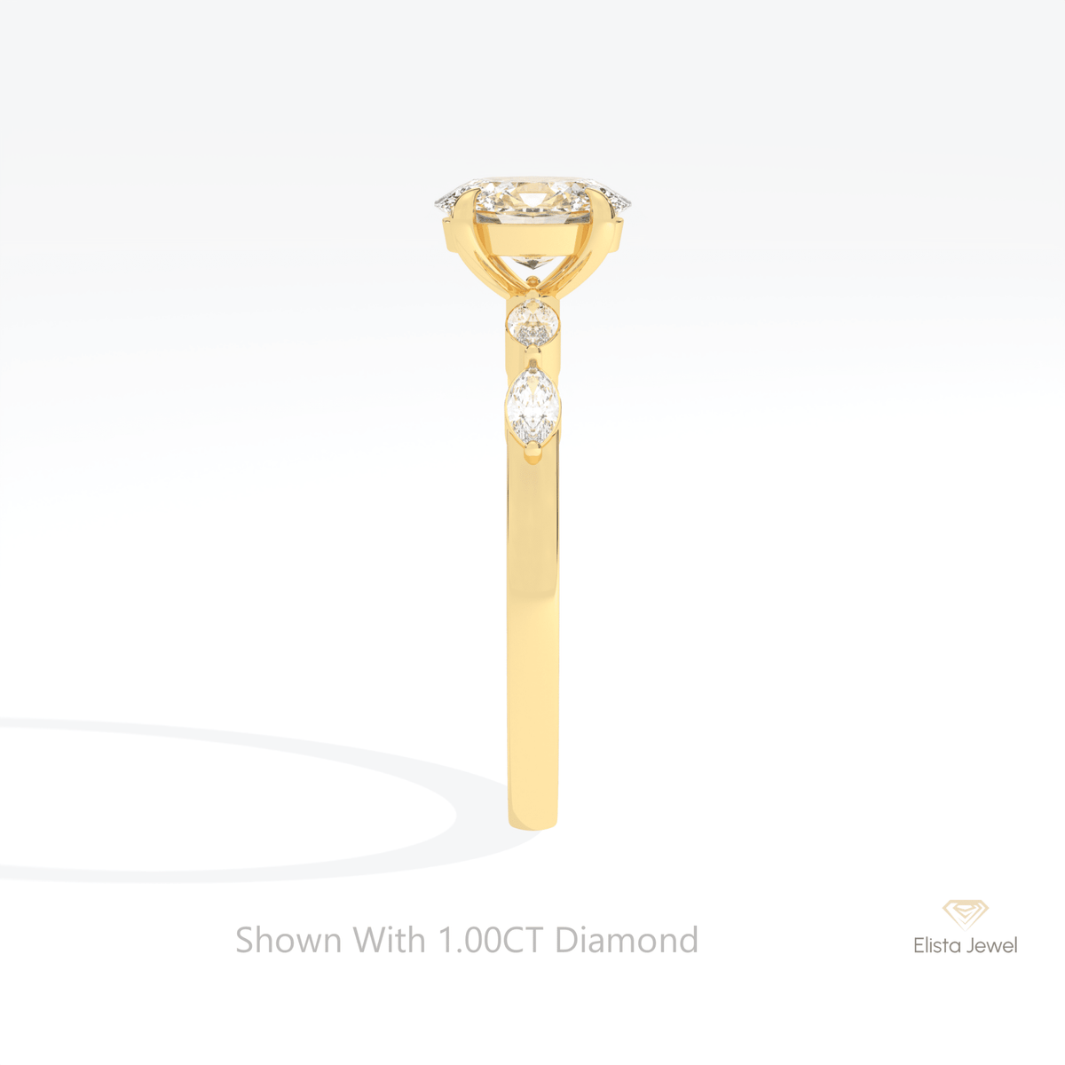Oval Cut Accent Engagement Lab Grown Diamond Ring - Additional View