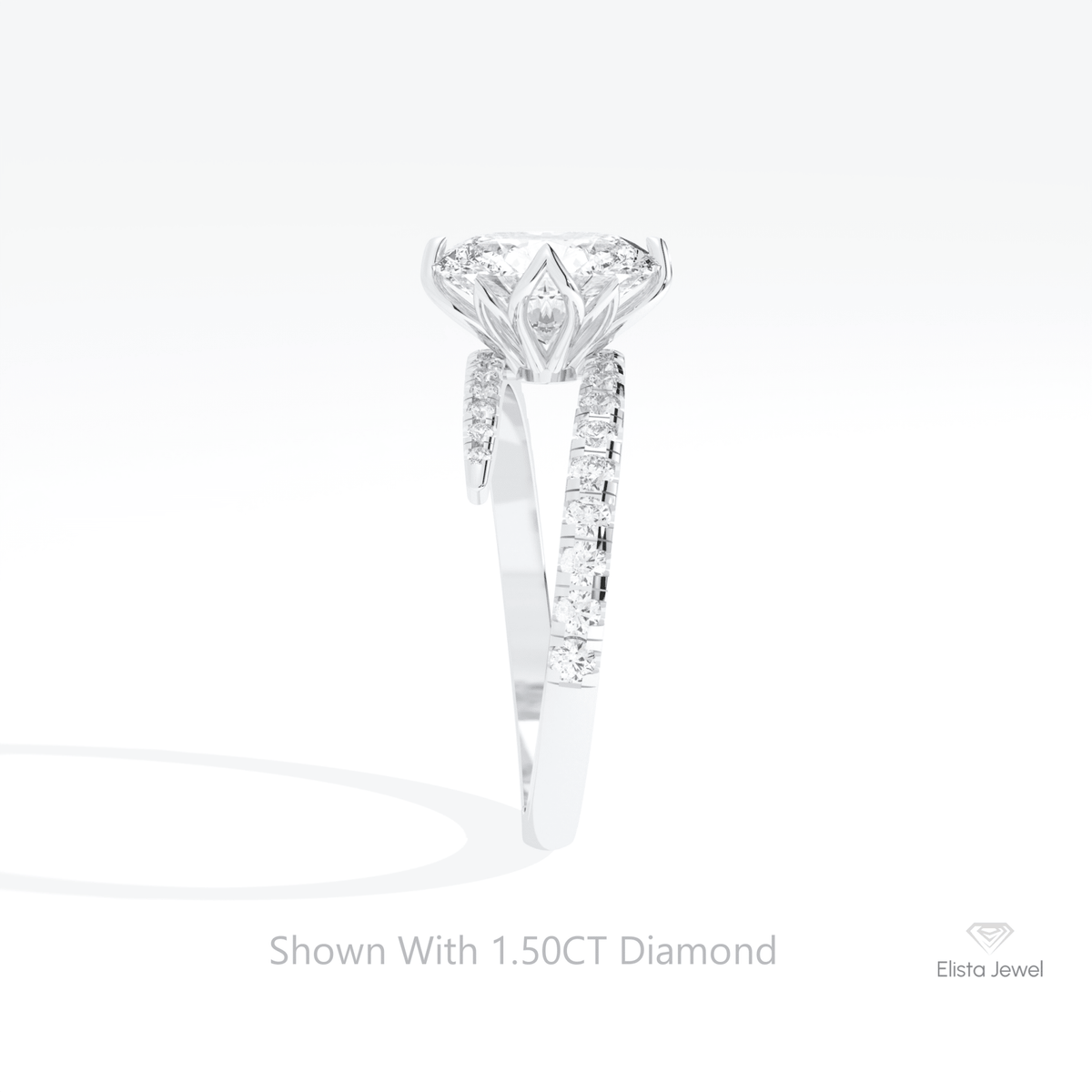 Oval Cut Accent Engagement Lab Grown Diamond Ring in 18K Yellow Gold - Perspective View