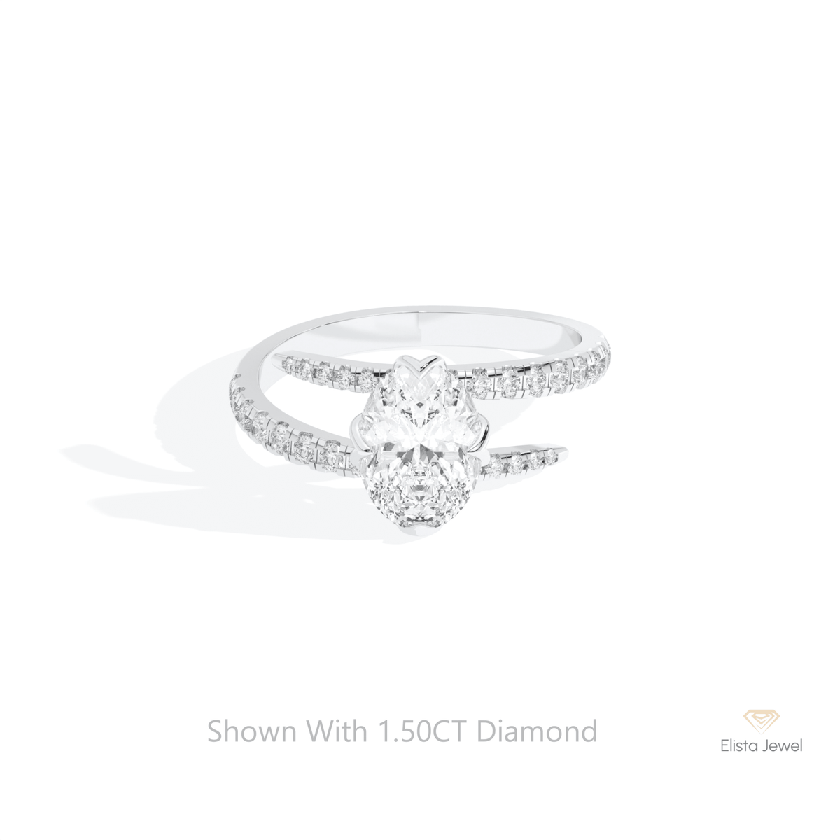 Oval Cut Accent Engagement Lab Grown Diamond Ring in 14K Yellow Gold - Detail View
