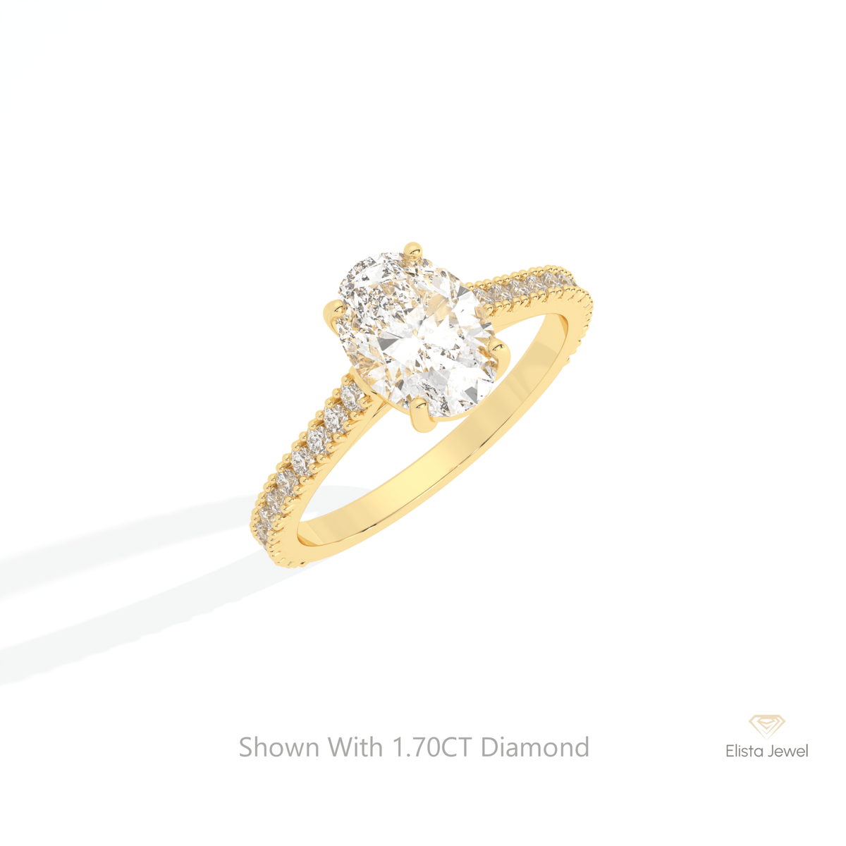 Oval Cut Accent Engagement Lab Grown Diamond Ring in 14K Rose Gold - Profile View