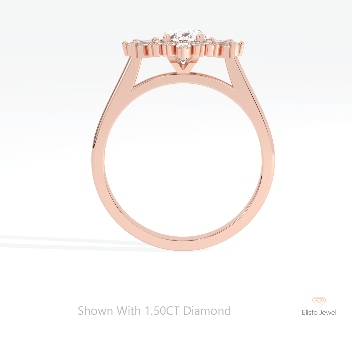 Oval Cut Art Deco Engagement Lab Grown Diamond Ring - Alternative View