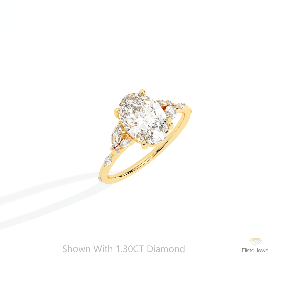 Oval Cut Cluster Engagement Lab Grown Diamond Ring in Platinum - Lifestyle View