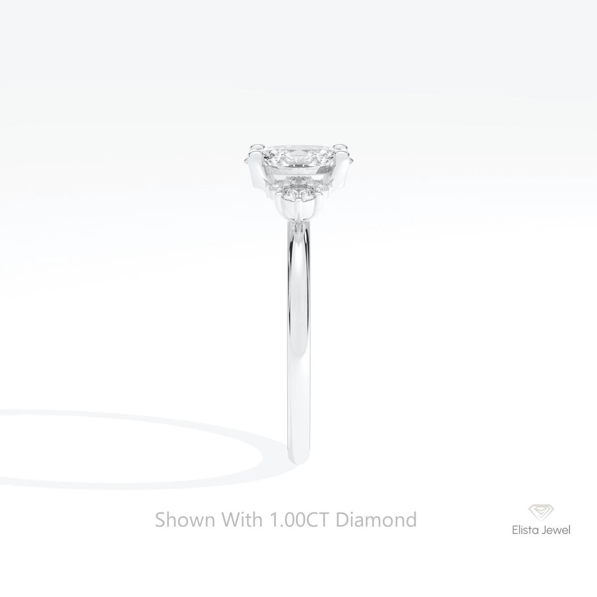 Oval Cut Cluster Engagement Lab Grown Diamond Ring - Additional View