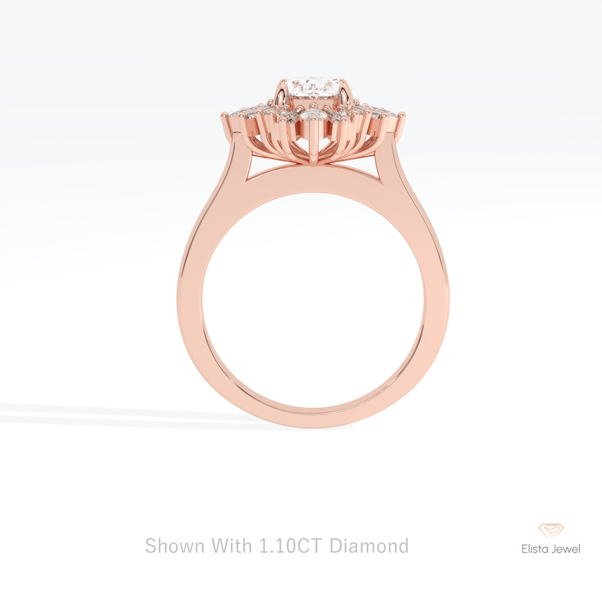 Oval Cut Cluster Starburst Lab Grown Diamond Ring - Alternative View