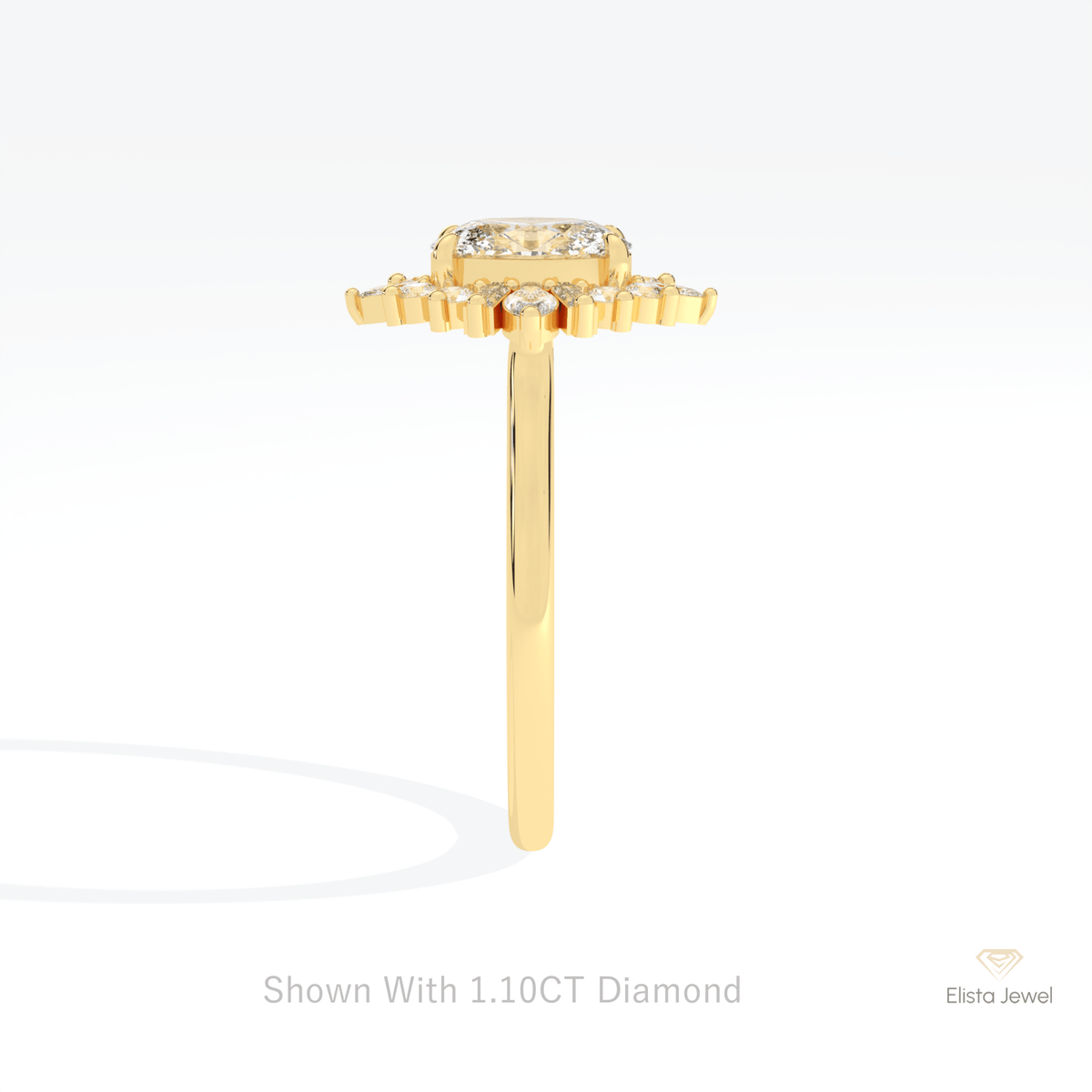 Oval Cut Cluster Starburst Lab Grown Diamond Ring - Additional View