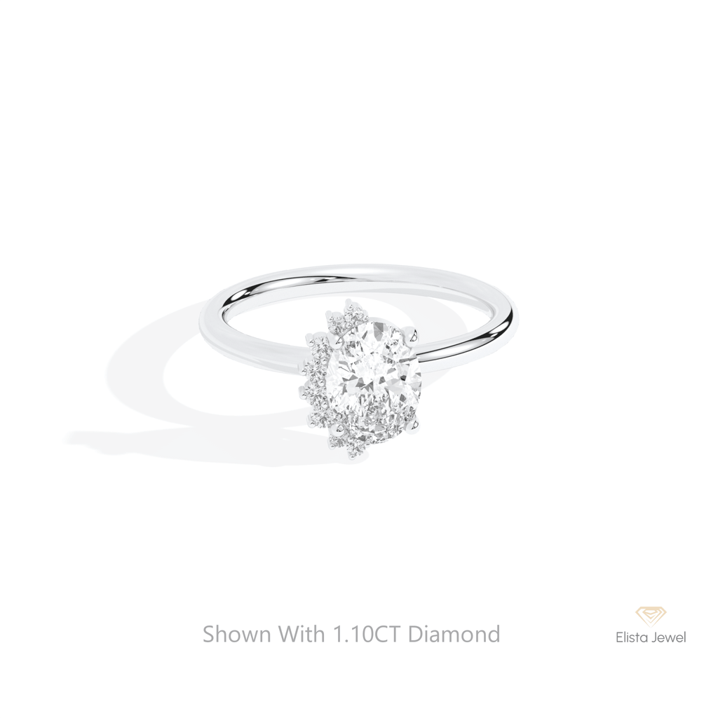 Oval Cut Cluster Wedding Lab Grown Diamond Ring in 14K Yellow Gold - Detail View