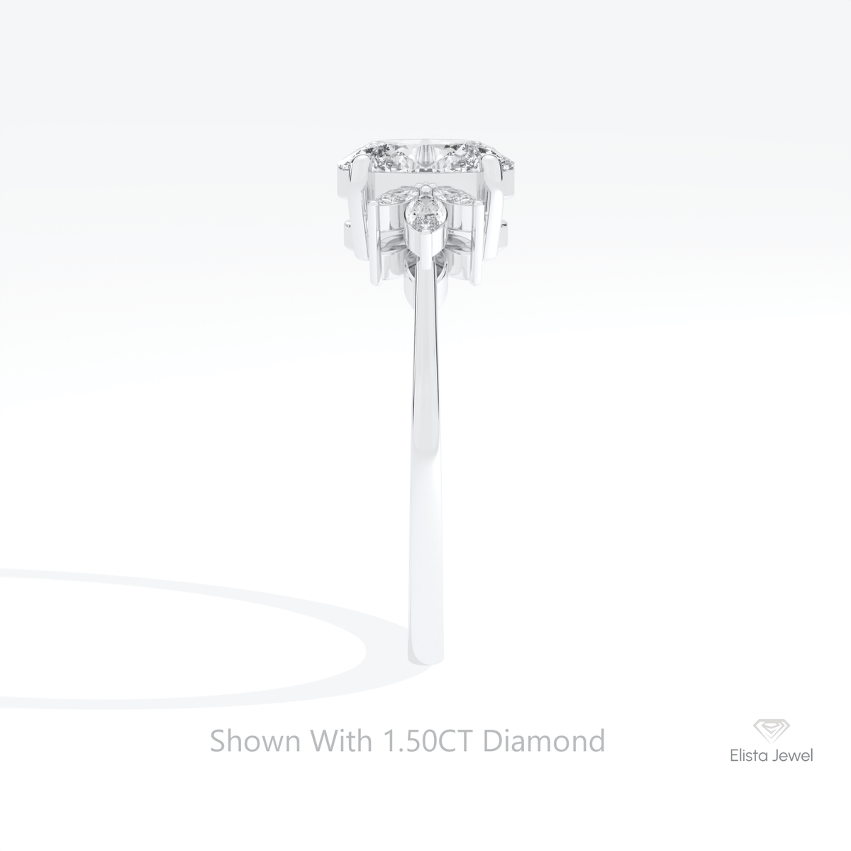Oval Cut Cluster Wedding Lab Grown Diamond Ring in 14K White Gold - Top View