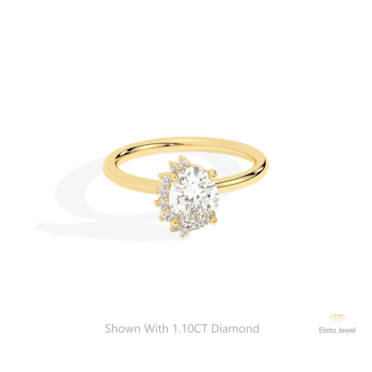 Oval Cut Cluster Wedding Lab Grown Diamond Ring in 10K White Gold - Front View