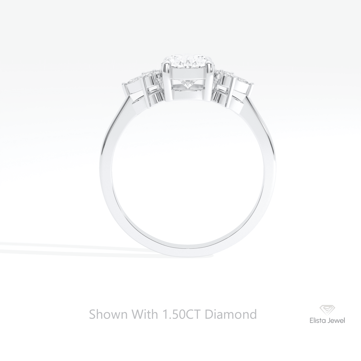 Oval Cut Cluster Wedding Lab Grown Diamond Ring in 10K Rose Gold - Angled View