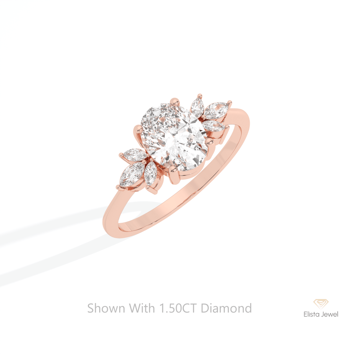 Oval Cut Cluster Wedding Lab Grown Diamond Ring in Platinum - Lifestyle View