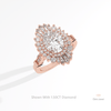 Oval Cut Double Halo Art Deco Lab Grown Diamond Ring in 14K Rose Gold - Profile View