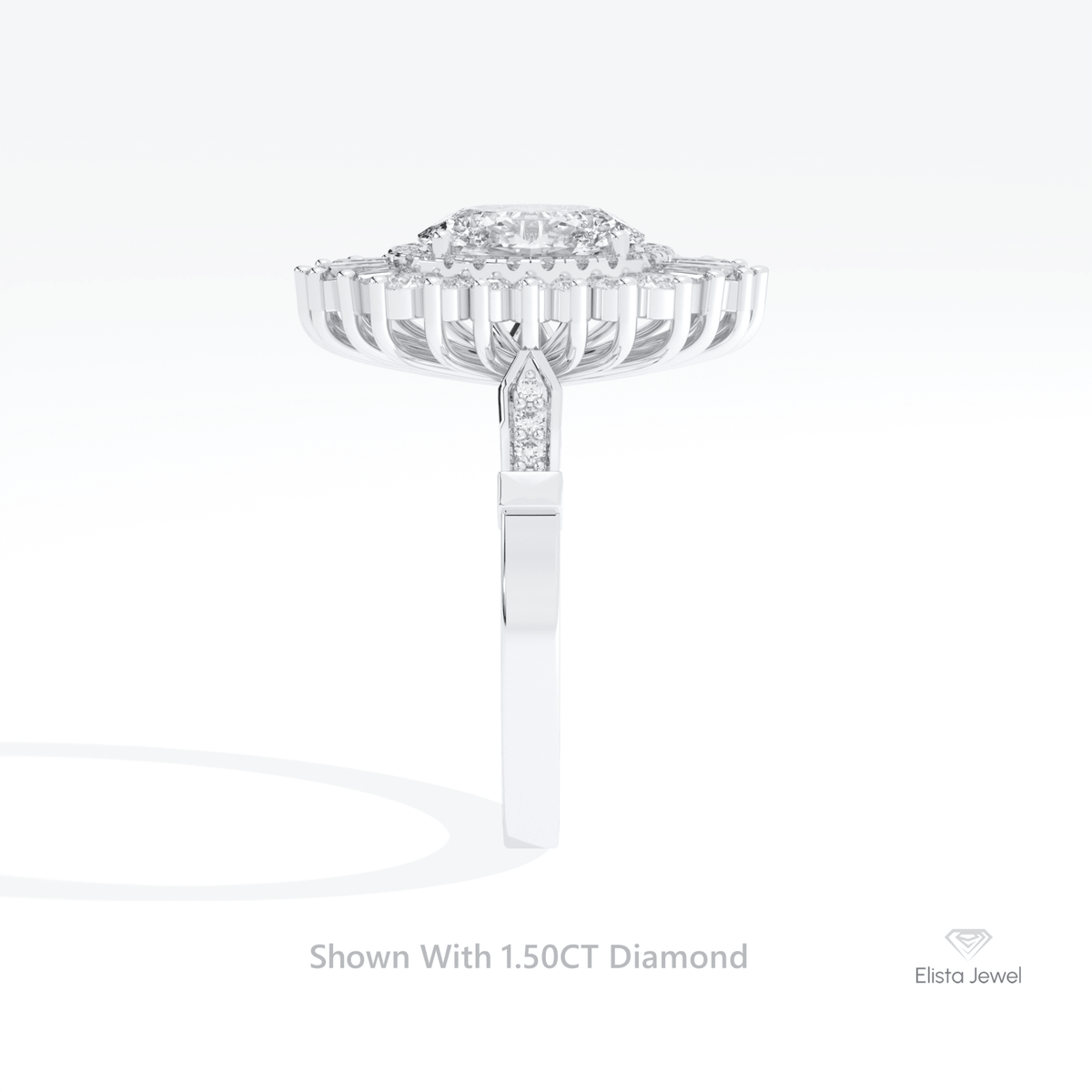 Oval Cut Double Halo Art Deco Lab Grown Diamond Ring - Additional View