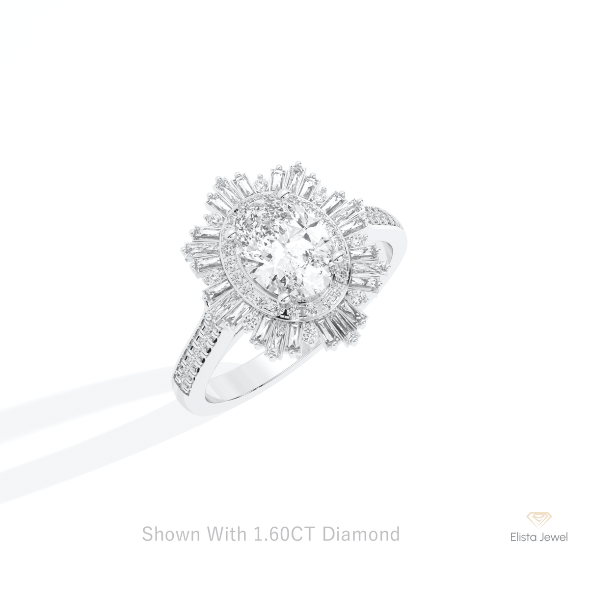 Oval Cut Double Halo Art Deco Lab Grown Diamond Ring in 14K Rose Gold - Profile View