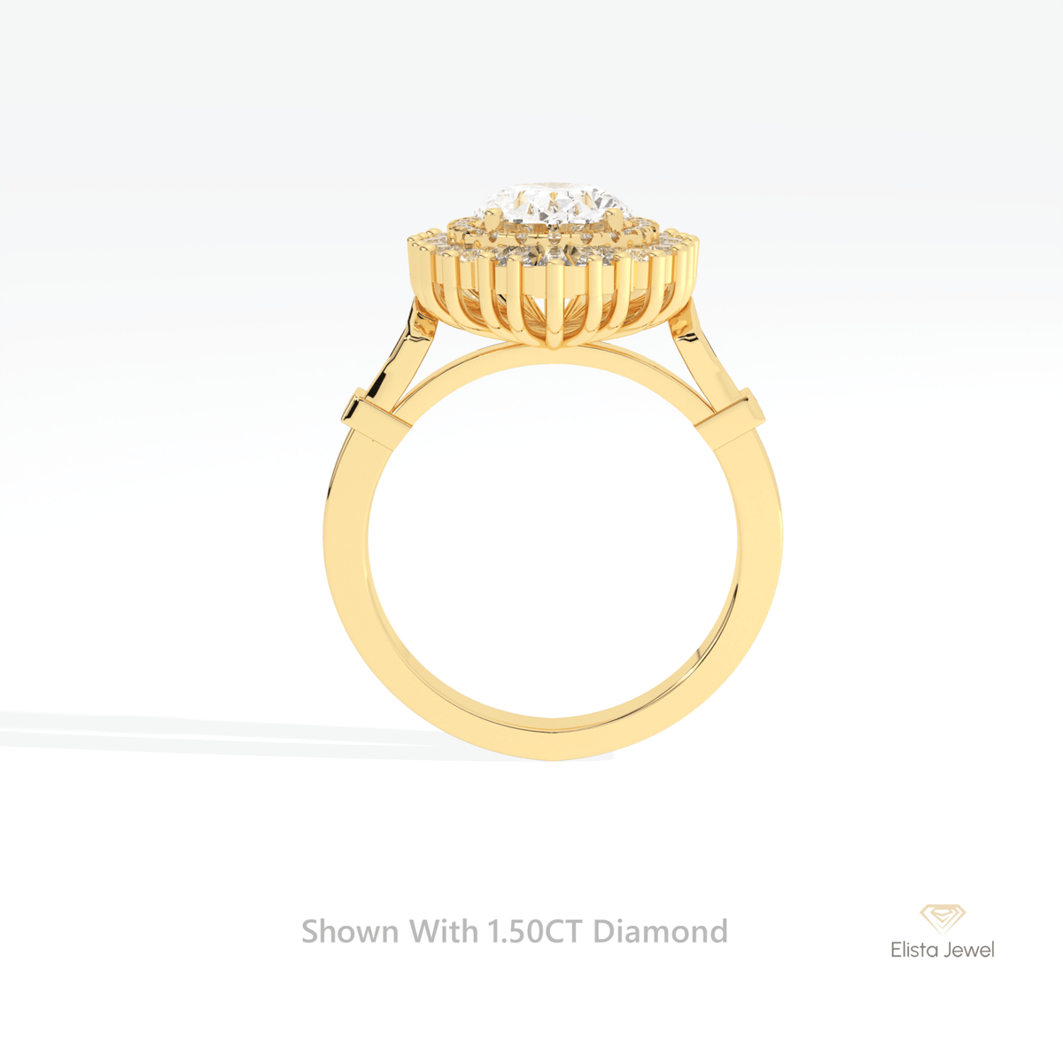 Oval Cut Double Halo Art Deco Lab Grown Diamond Ring in 10K Rose Gold - Angled View