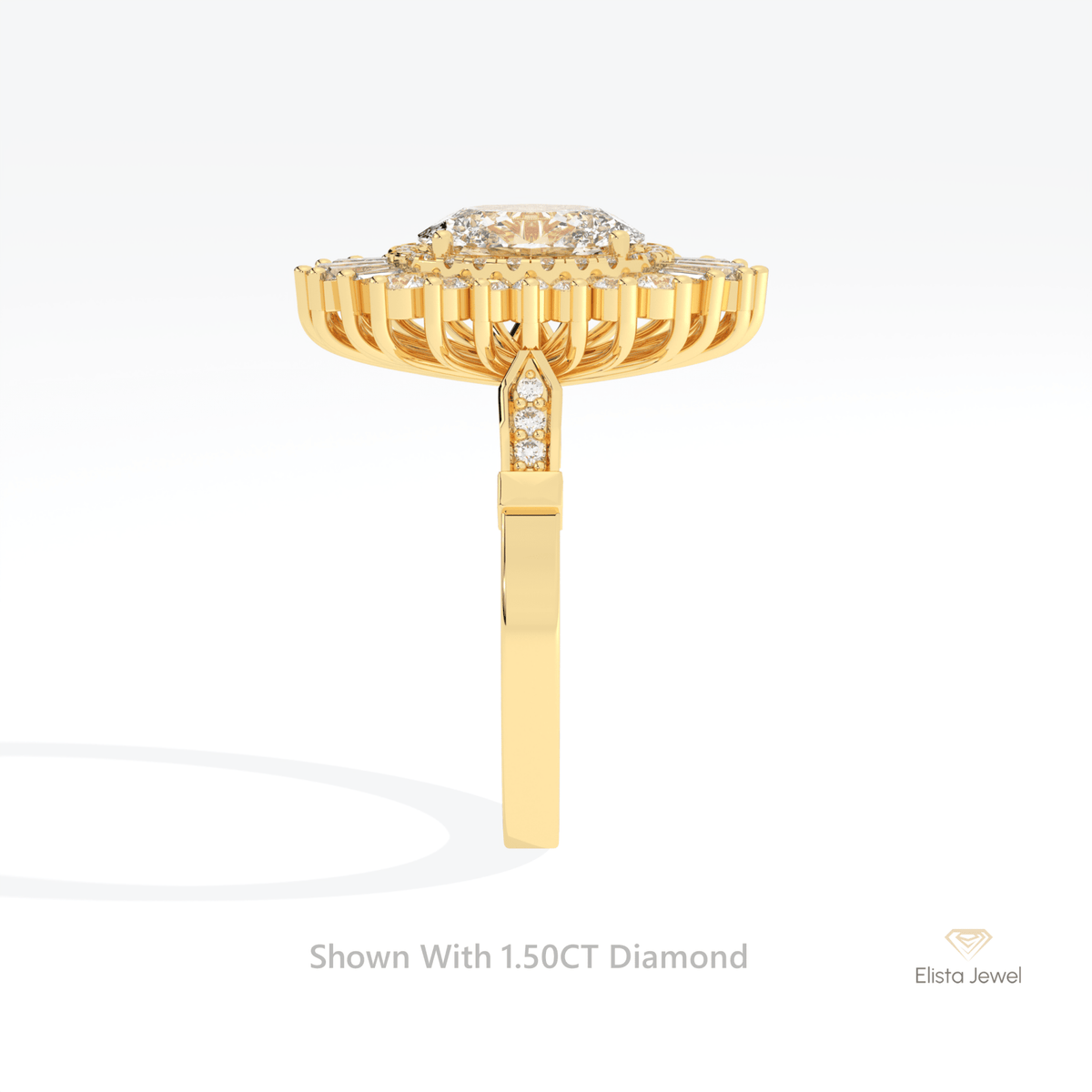 Oval Cut Double Halo Art Deco Lab Grown Diamond Ring in 14K White Gold - Top View