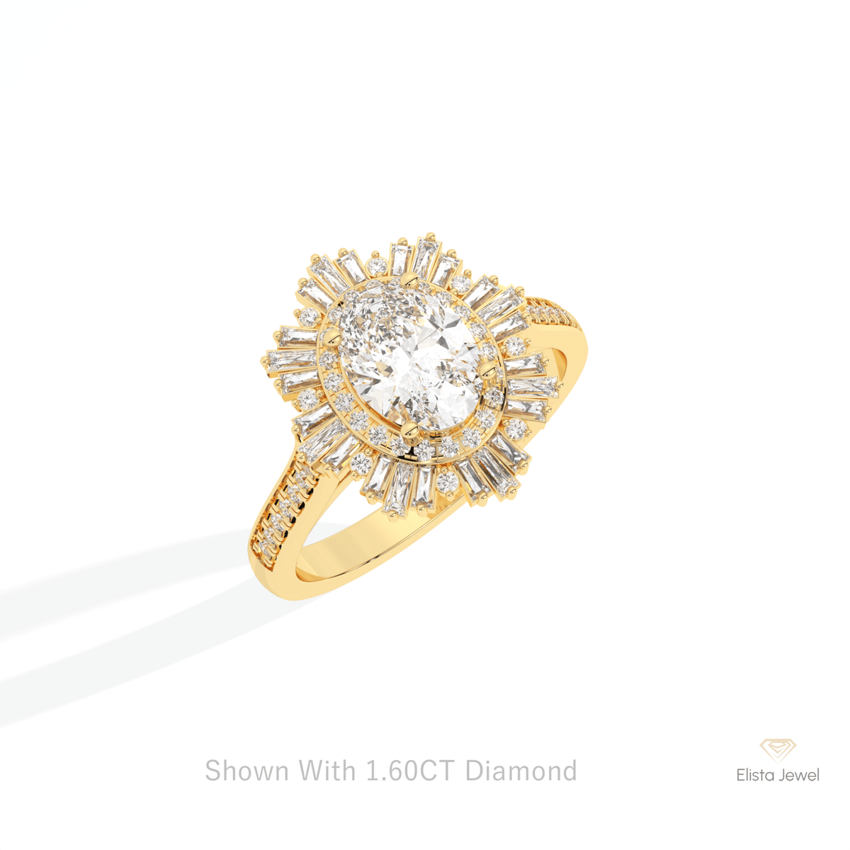 Oval Cut Double Halo Art Deco Lab Grown Diamond Ring in Platinum - Lifestyle View