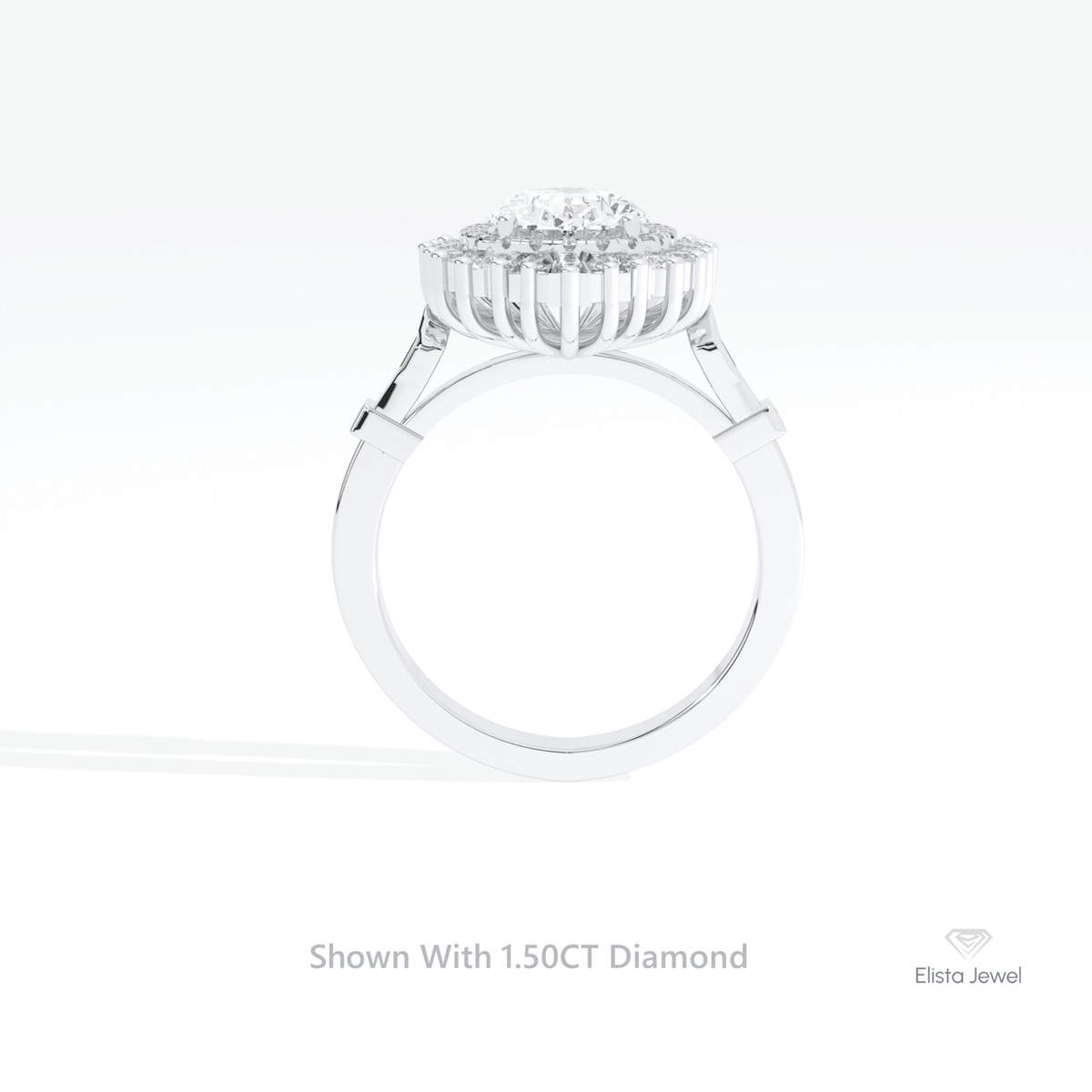 Oval Cut Double Halo Art Deco Lab Grown Diamond Ring - Alternative View