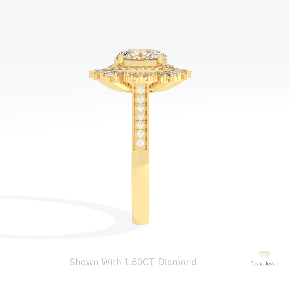 Oval Cut Double Halo Art Deco Lab Grown Diamond Ring - Additional View