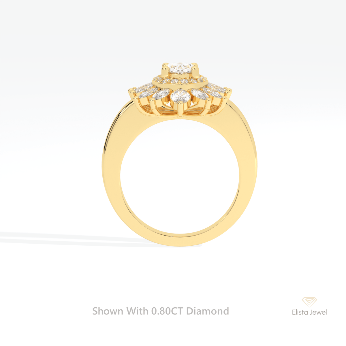 Oval Cut Double Halo Starburst Lab Grown Diamond Ring - Alternative View
