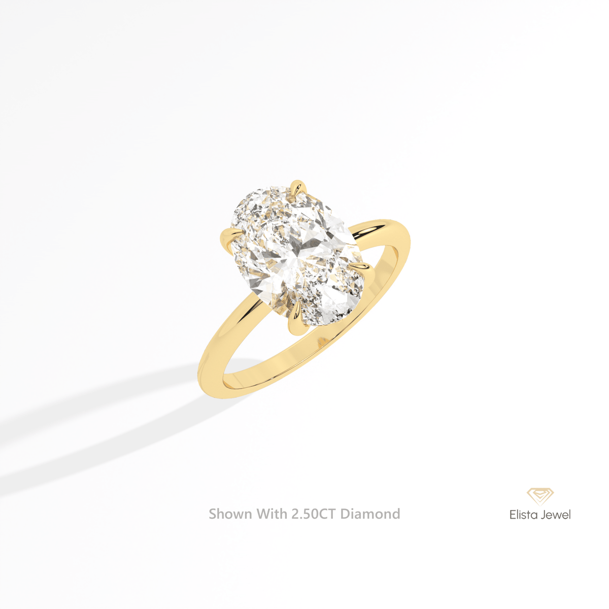Oval Cut Double Hidden Halo Engagement Lab Grown Diamond Ring in 14K White Gold - Top View