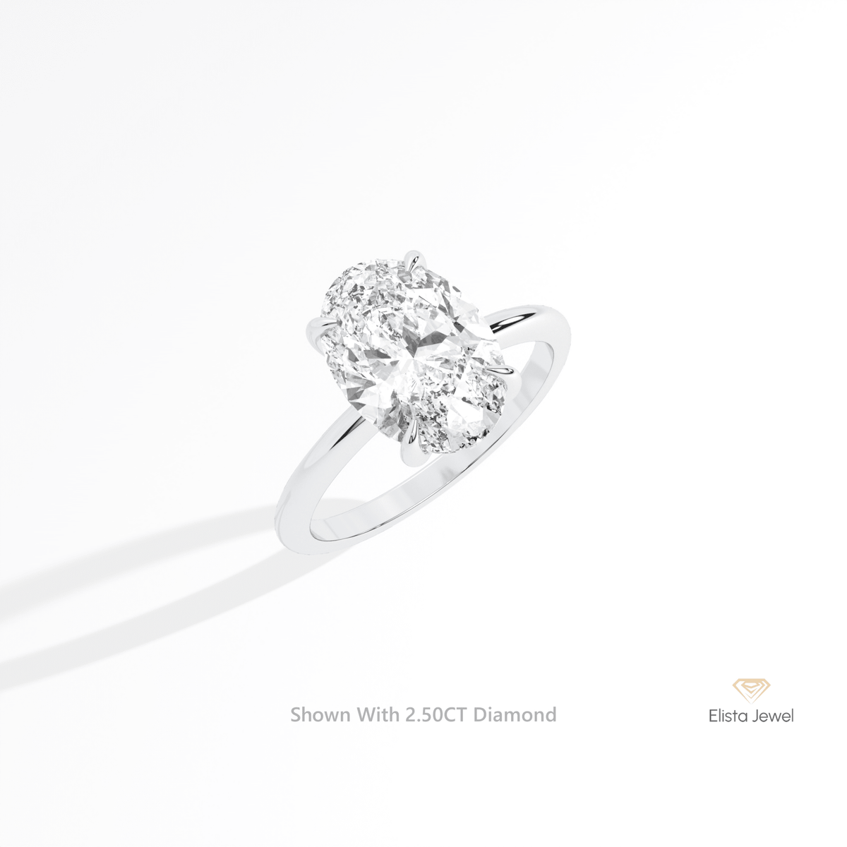 Oval Cut Double Hidden Halo Engagement Lab Grown Diamond Ring in 18K Yellow Gold - Perspective View