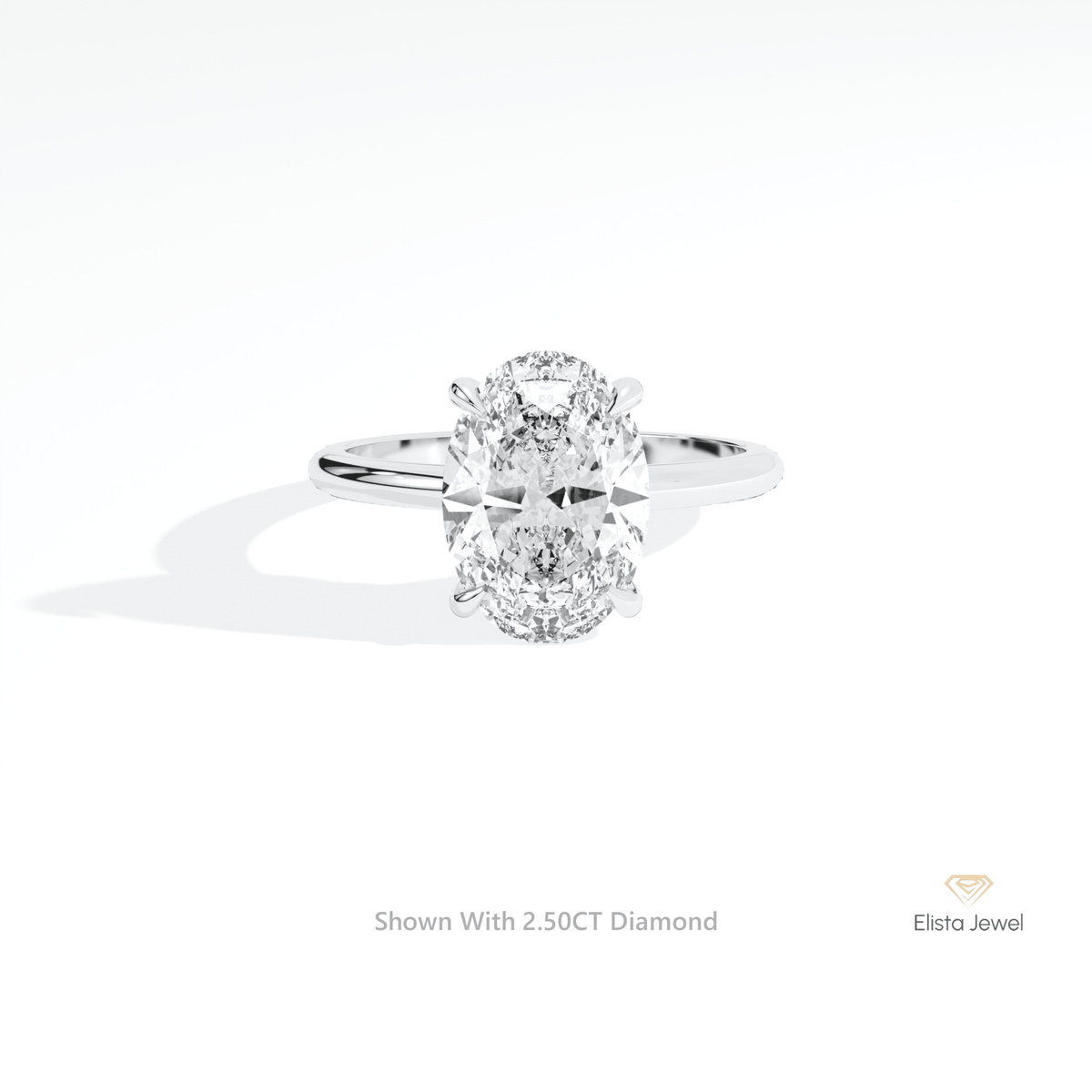Oval Cut Double Hidden Halo Engagement Lab Grown Diamond Ring in 14K Yellow Gold - Detail View