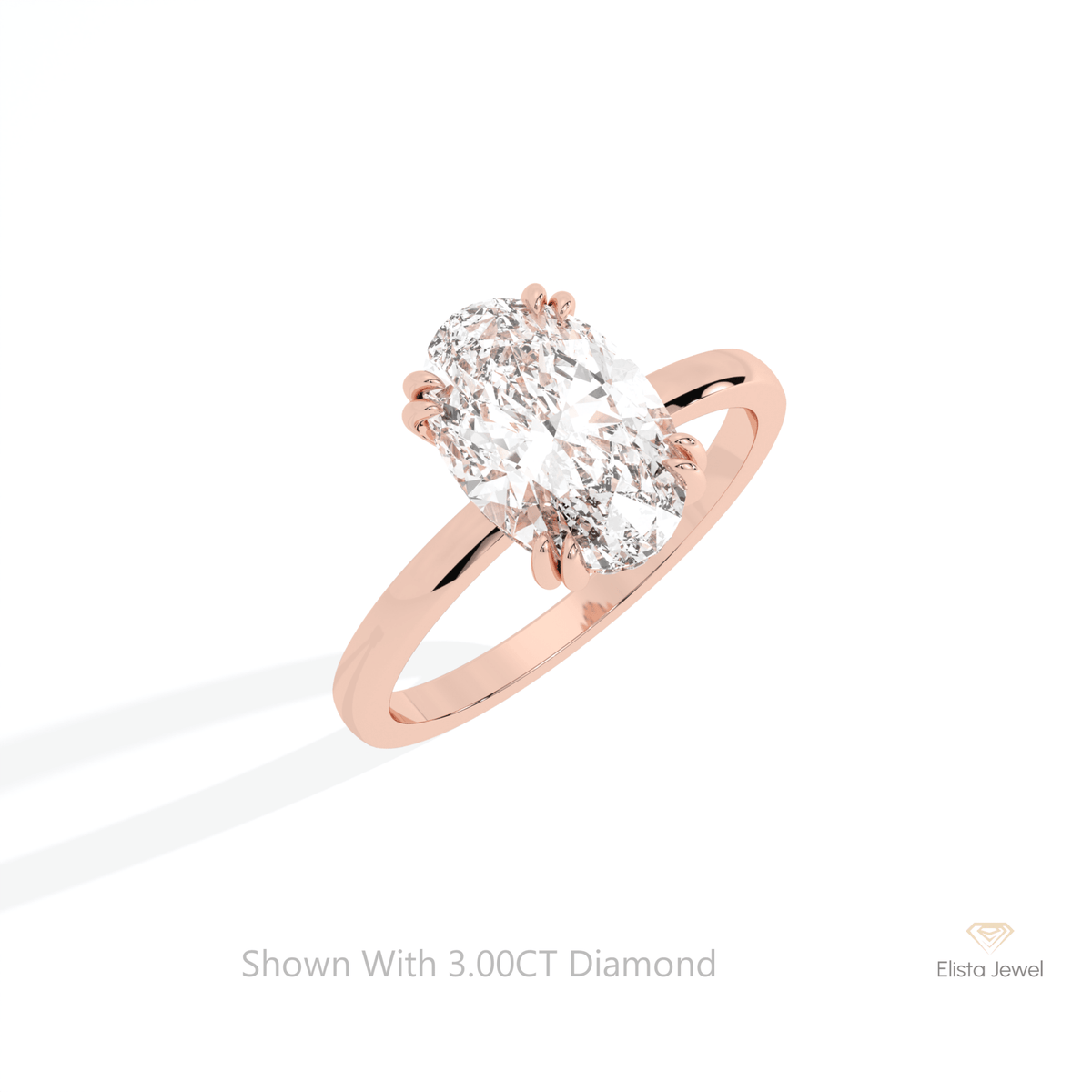 Oval Cut Double Hidden Halo Lab Grown Diamond Ring in 10K Yellow Gold - Side View