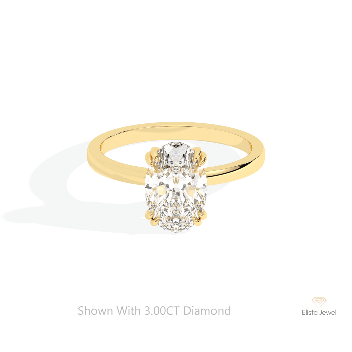 Oval Cut Double Hidden Halo Lab Grown Diamond Ring in 18K Rose Gold - Ring on Hand View