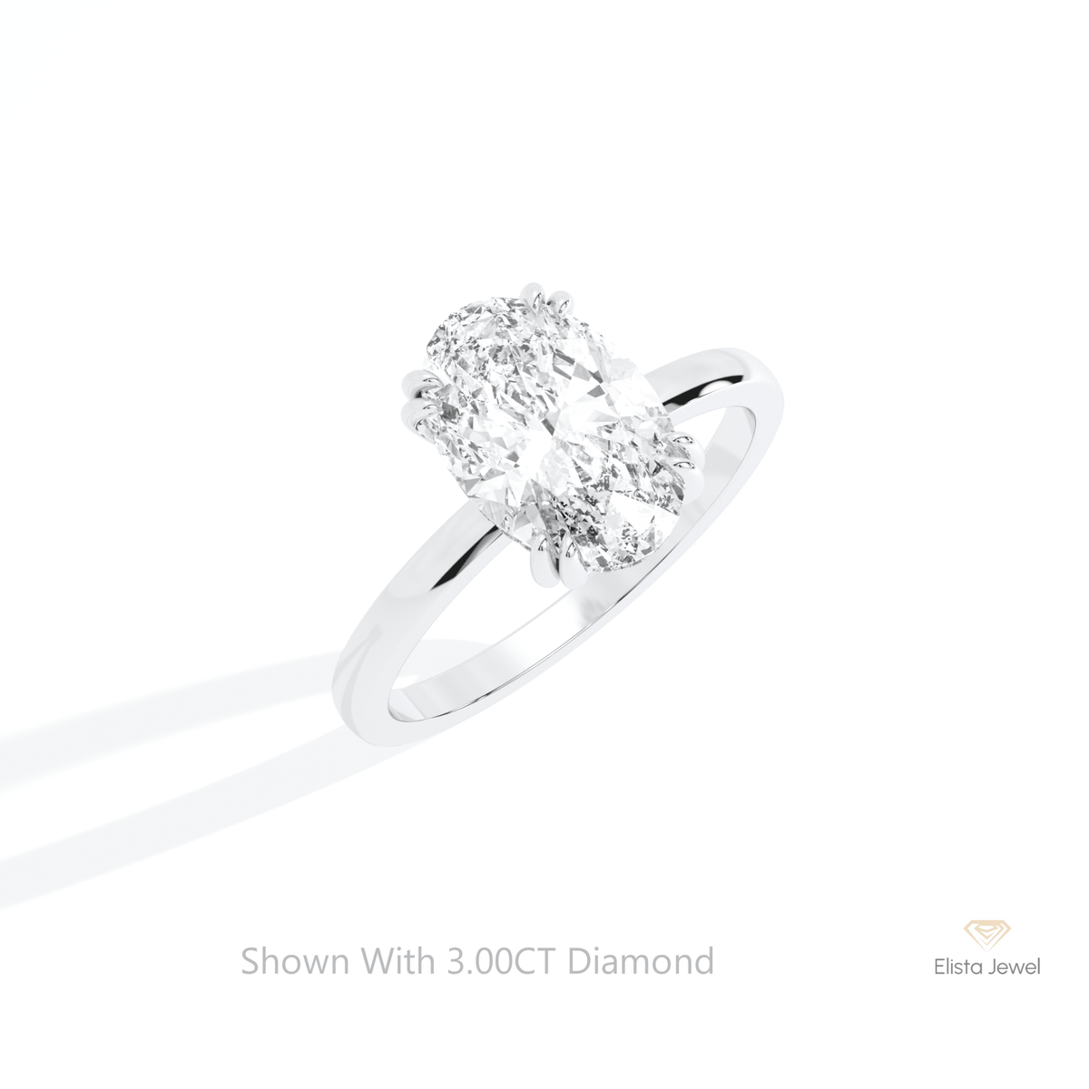 Oval Cut Double Hidden Halo Lab Grown Diamond Ring in 14K Rose Gold - Profile View