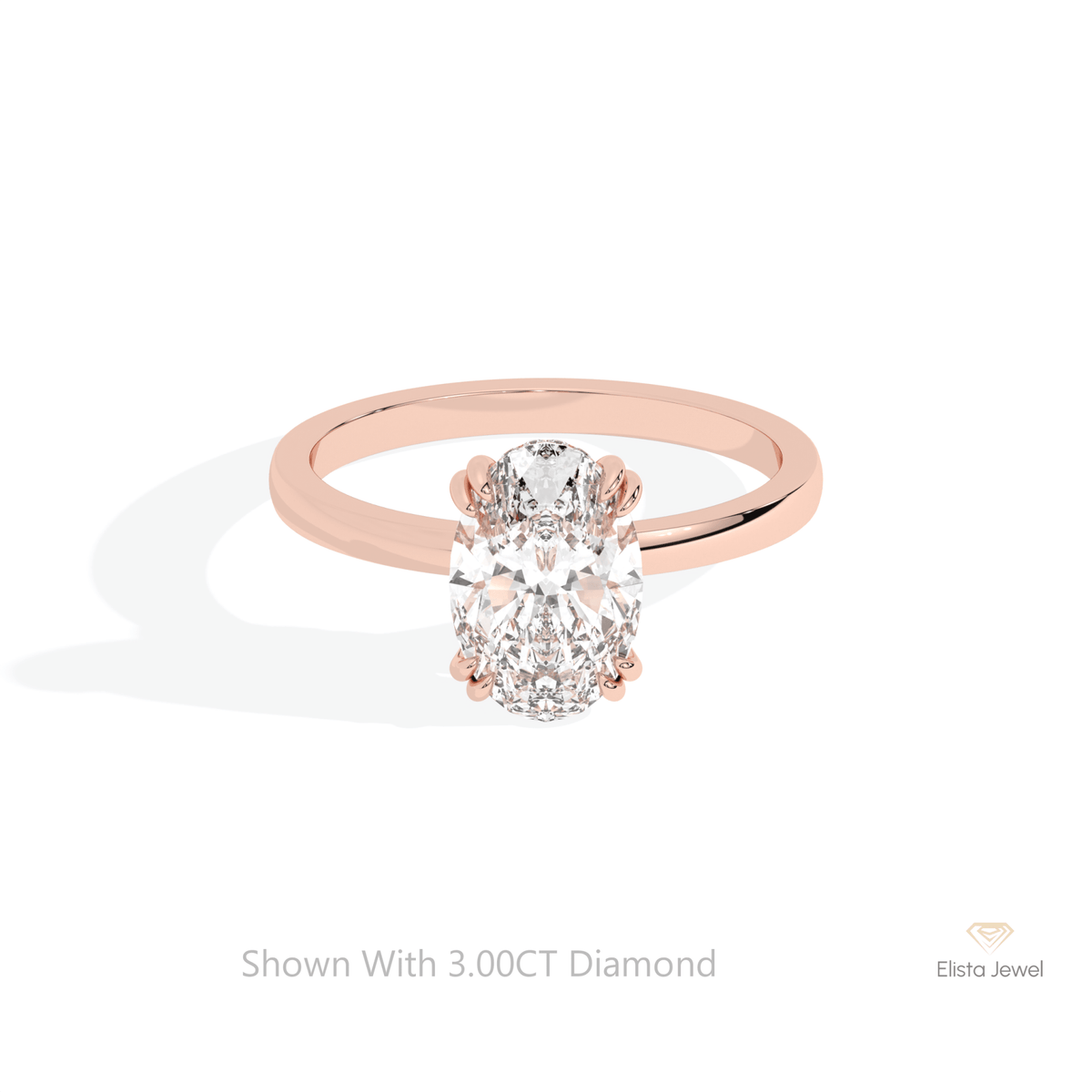 Oval Cut Double Hidden Halo Lab Grown Diamond Ring in 10K White Gold - Front View