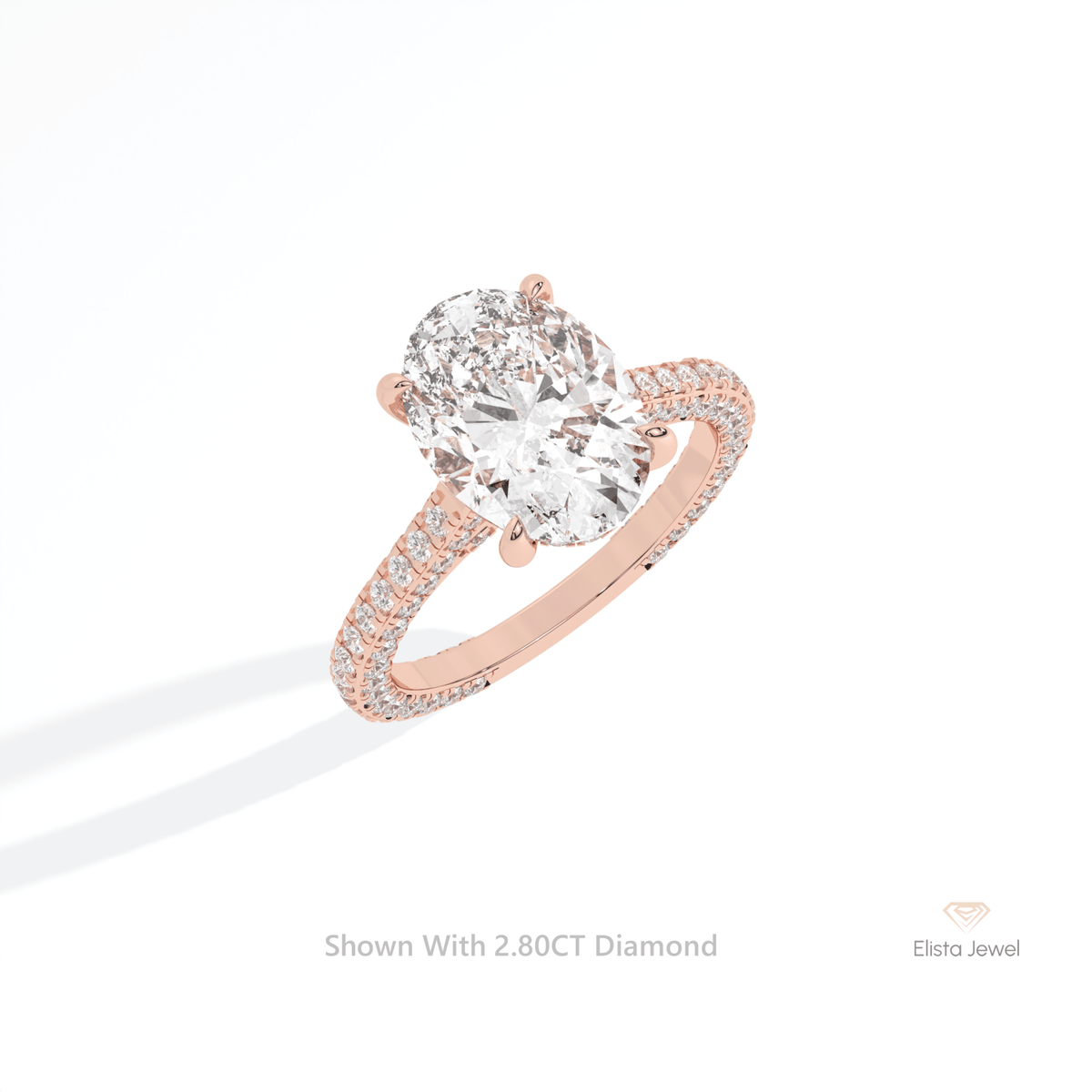 Oval Cut Double Hidden Halo Wedding Lab Grown Diamond Ring in Platinum - Lifestyle View