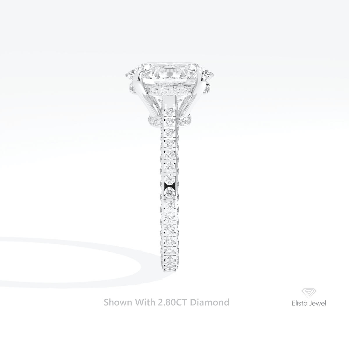 Oval Cut Double Hidden Halo Wedding Lab Grown Diamond Ring in 14K White Gold - Top View