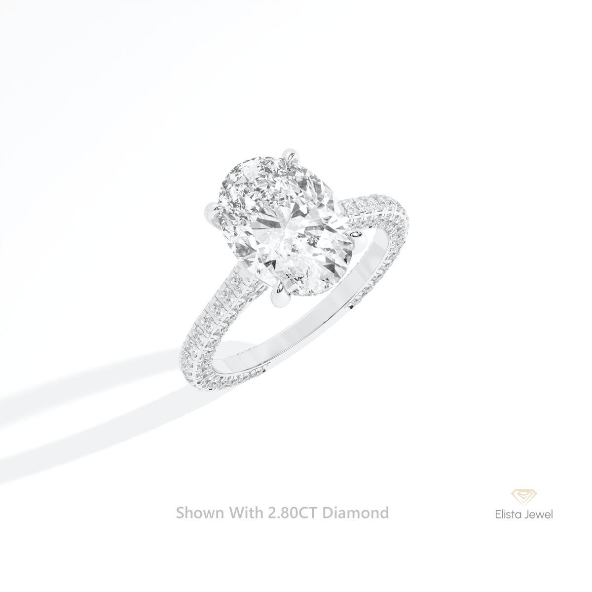 Oval Cut Double Hidden Halo Wedding Lab Grown Diamond Ring in 10K Yellow Gold - Side View