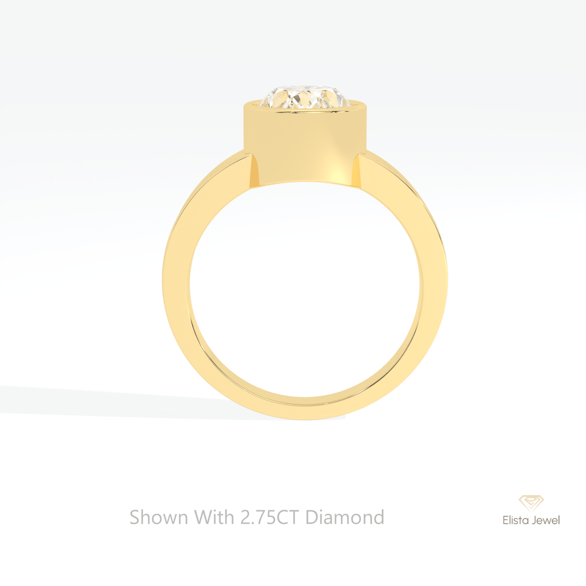 Oval Cut Full Bezel Engagement Lab Grown Diamond Ring in 10K Rose Gold - Angled View