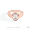 Oval Cut Full Bezel Engagement Lab Grown Diamond Ring in 18K Rose Gold - Ring on Hand View